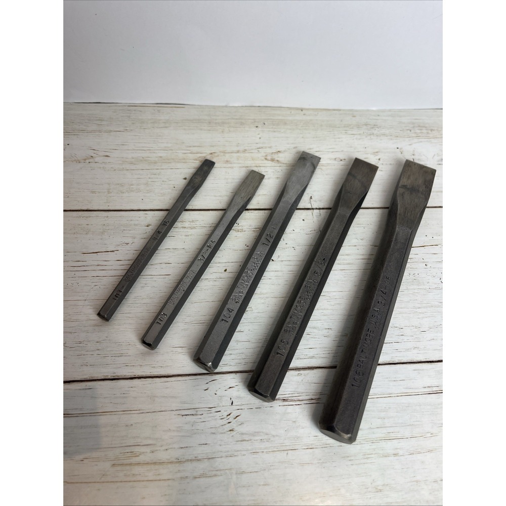 Vintage BALTIMORE Tools 5 pc Cold Chisel Set No. 900 Made in USA COMPLETE - Picture 7 of 14